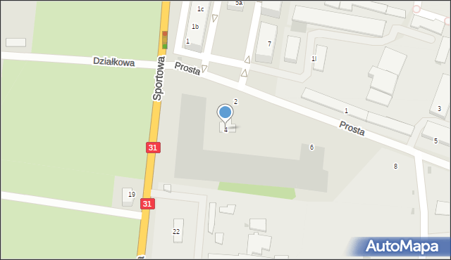 Kostrzyn nad Odrą, Prosta, 4, mapa Kostrzyn nad Odrą