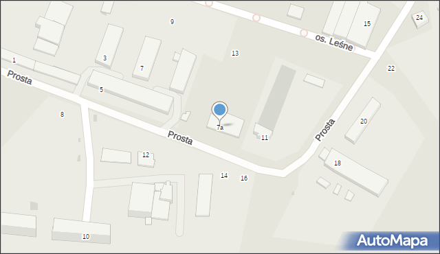 Kostrzyn nad Odrą, Prosta, 7a, mapa Kostrzyn nad Odrą