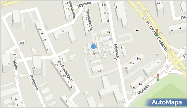 Koszalin, Projektantów, 1a, mapa Koszalina