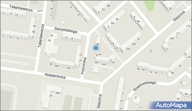 Koszalin, Próchnika Adama, 4, mapa Koszalina