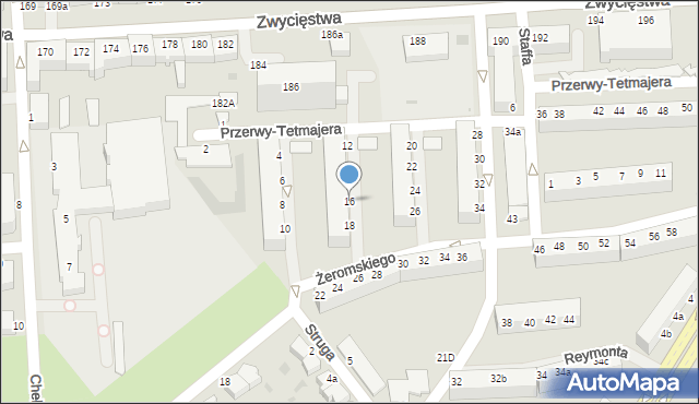 Koszalin, Przerwy-Tetmajera Kazimierza, 16, mapa Koszalina
