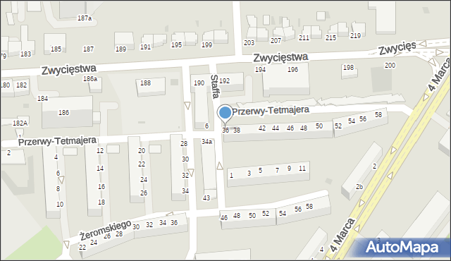 Koszalin, Przerwy-Tetmajera Kazimierza, 36, mapa Koszalina