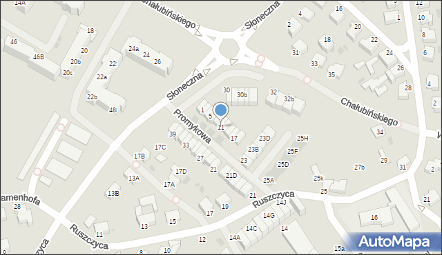 Koszalin, Promykowa, 11, mapa Koszalina