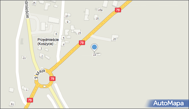 Koszyce, Przedmieście, 14, mapa Koszyce