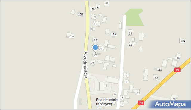 Koszyce, Przedmieście, 22, mapa Koszyce