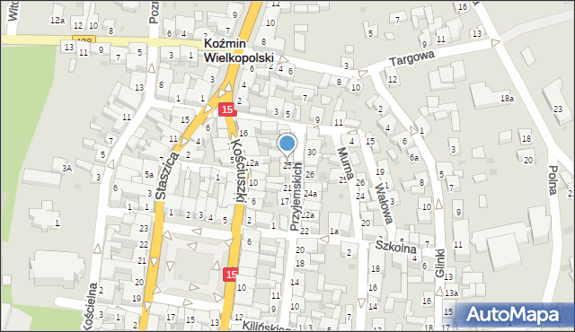 Koźmin Wielkopolski, Przyjemskich, 25, mapa Koźmin Wielkopolski