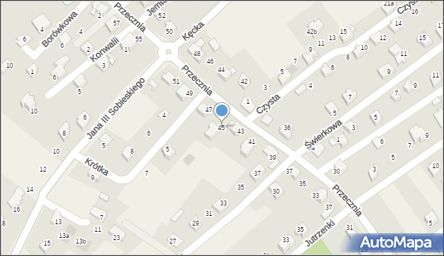 Kozy, Przecznia, 45, mapa Kozy