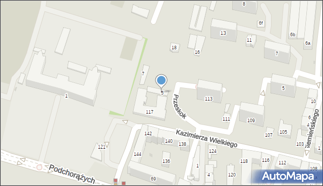 Kraków, Przeskok, 5, mapa Krakowa