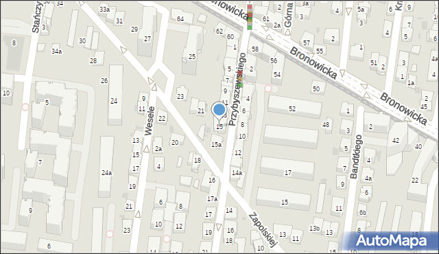 Kraków, Przybyszewskiego Stanisława, 15, mapa Krakowa