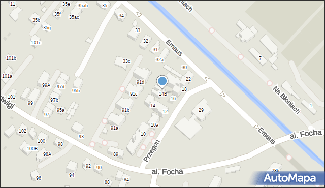 Kraków, Przegon, 14B, mapa Krakowa