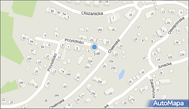 Kraków, Przyszłości, 1, mapa Krakowa