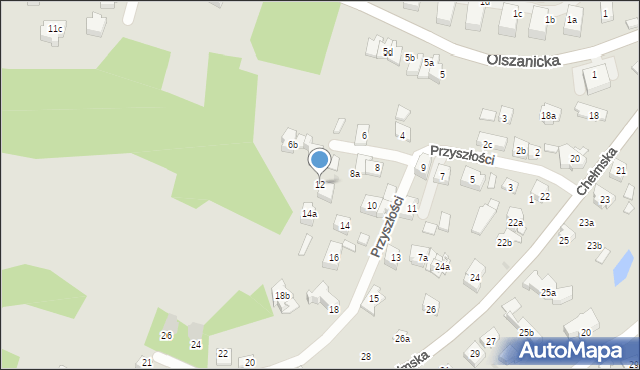 Kraków, Przyszłości, 12, mapa Krakowa