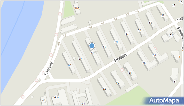 Kraków, Praska, 63, mapa Krakowa