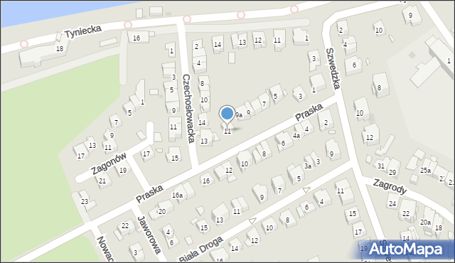 Kraków, Praska, 11, mapa Krakowa