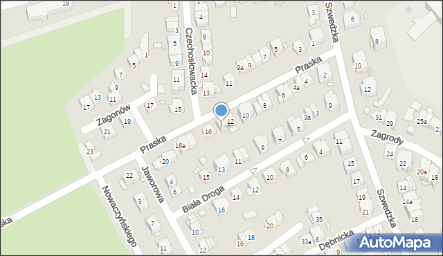 Kraków, Praska, 14, mapa Krakowa