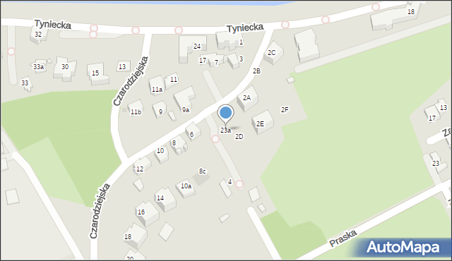 Kraków, Praska, 23a, mapa Krakowa