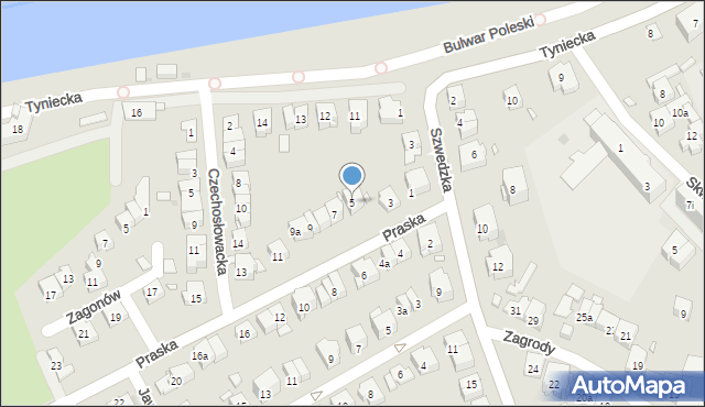 Kraków, Praska, 5, mapa Krakowa