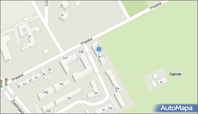 Kraków, Praska, 28, mapa Krakowa