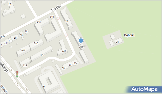Kraków, Praska, 28a, mapa Krakowa