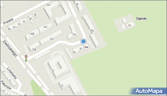 Kraków, Praska, 30b, mapa Krakowa