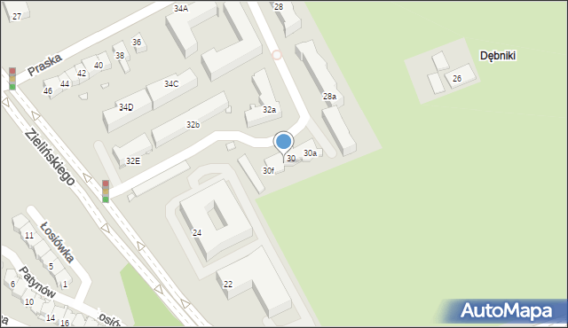 Kraków, Praska, 30e, mapa Krakowa