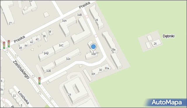 Kraków, Praska, 32a, mapa Krakowa