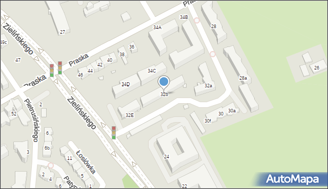 Kraków, Praska, 32b, mapa Krakowa