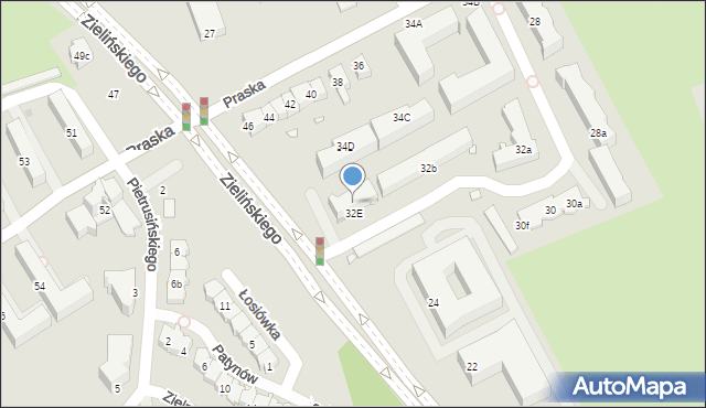 Kraków, Praska, 32c, mapa Krakowa