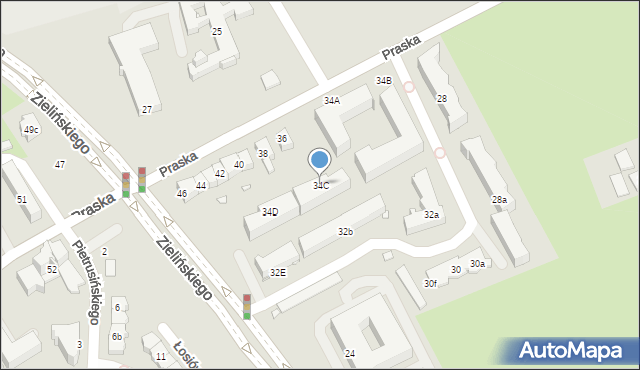 Kraków, Praska, 34C, mapa Krakowa