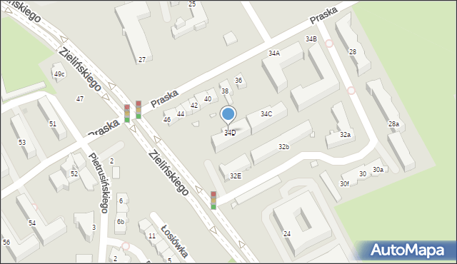 Kraków, Praska, 34D, mapa Krakowa