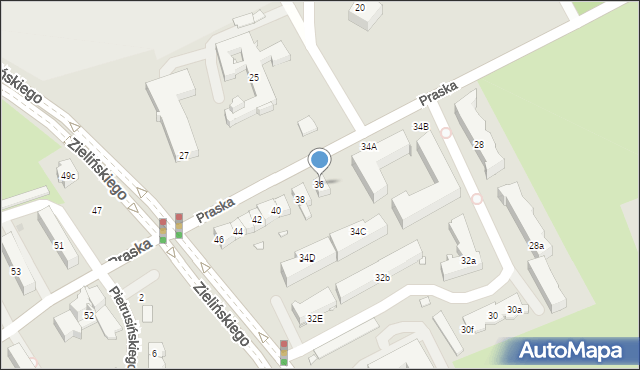 Kraków, Praska, 36, mapa Krakowa