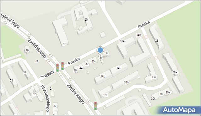 Kraków, Praska, 38, mapa Krakowa