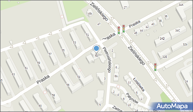 Kraków, Praska, 52, mapa Krakowa