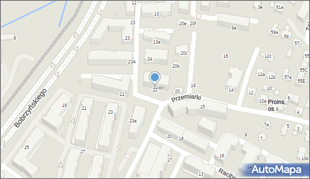 Kraków, Przemiarki, 22, mapa Krakowa