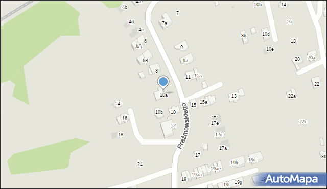 Kraków, Prażmowskiego Adama, 10a, mapa Krakowa
