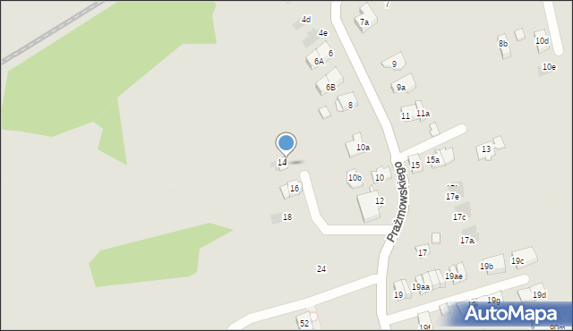 Kraków, Prażmowskiego Adama, 14a, mapa Krakowa