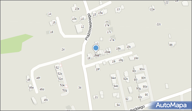 Kraków, Prażmowskiego Adama, 19aa, mapa Krakowa