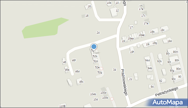 Kraków, Prażmowskiego Adama, 52a, mapa Krakowa