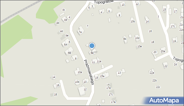 Kraków, Prażmowskiego Adama, 9a, mapa Krakowa