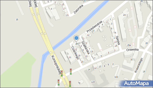 Kraków, Przedwiośnie, 16, mapa Krakowa