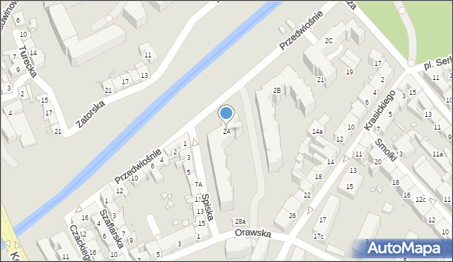 Kraków, Przedwiośnie, 2A, mapa Krakowa