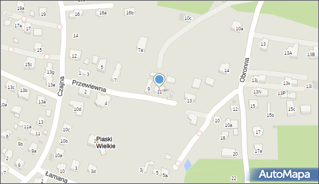 Kraków, Przewiewna, 11, mapa Krakowa