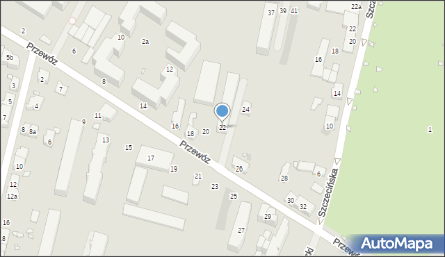 Kraków, Przewóz, 22, mapa Krakowa