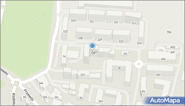 Kraków, Przewóz, 32B, mapa Krakowa