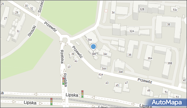 Kraków, Przewóz, 34b, mapa Krakowa