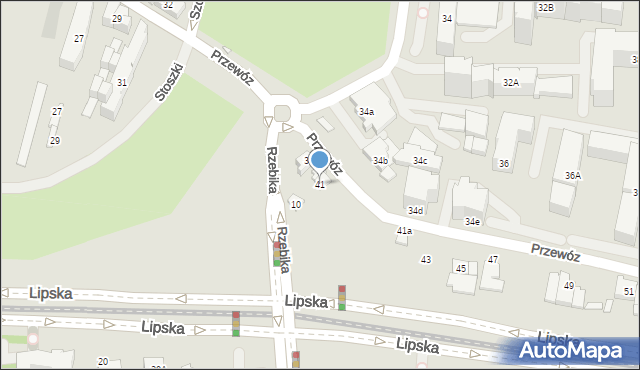 Kraków, Przewóz, 41, mapa Krakowa