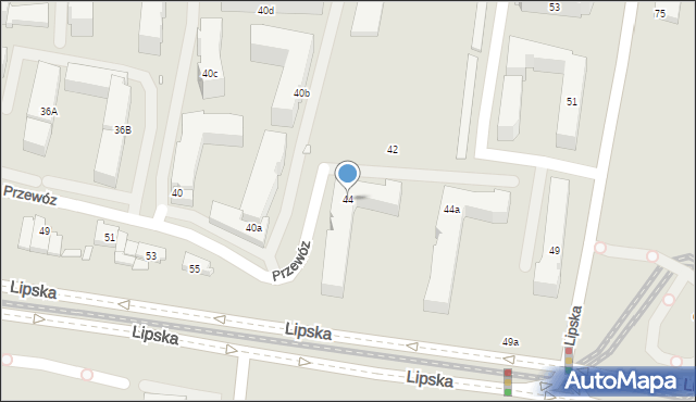 Kraków, Przewóz, 44, mapa Krakowa