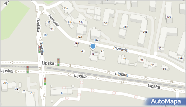 Kraków, Przewóz, 45, mapa Krakowa