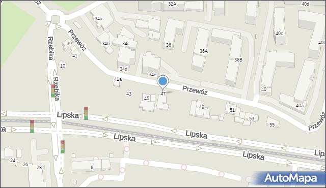 Kraków, Przewóz, 47, mapa Krakowa