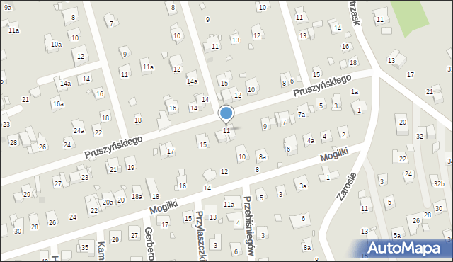 Kraków, Pruszyńskiego Ksawerego, 11, mapa Krakowa